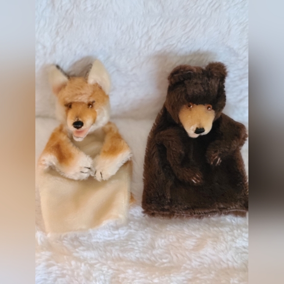 VINTAGE Steiff Mohair Fox and Bear Puppets - Picture 8 of 8